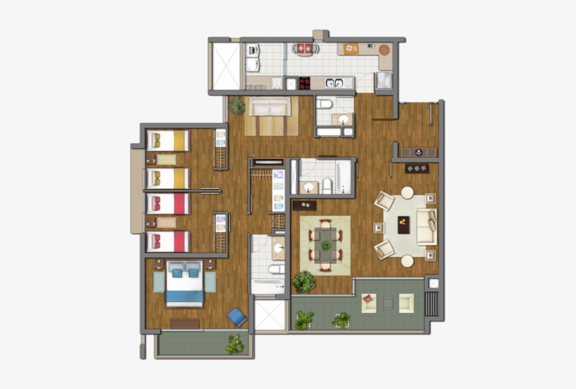 3dormitorios3banos14 - - Floor Plan, transparent png #8162287
