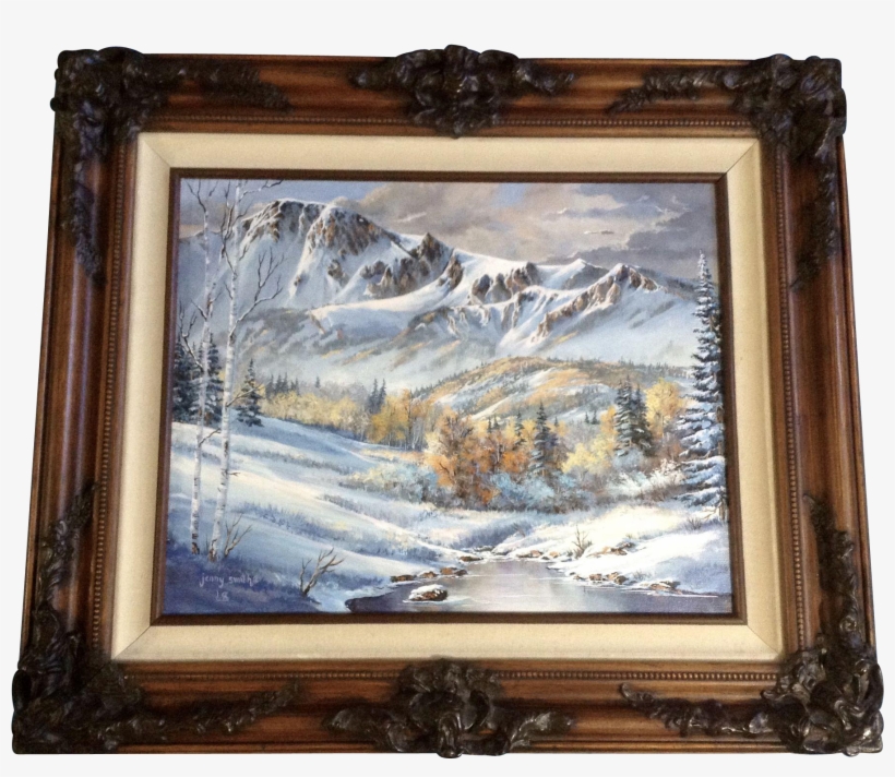 Jenny Smith Dooley, Oil Painting Snowy Mountain Valley - Picture Frame, transparent png #8162962