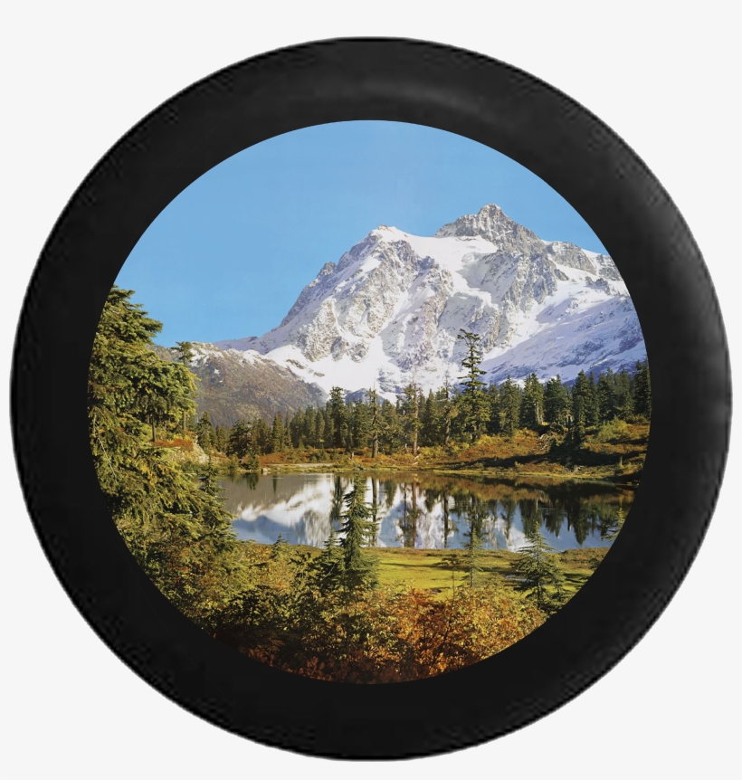 Snowy Mountain Overlooking Pine Forest And Calm Lake - North Cascades National Park, Mount Shuksan, transparent png #8163112