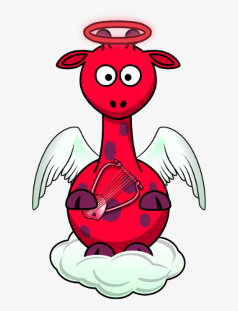 Giraffe Angle Wings Cloud Holding A Harp - Cartoon Wings, transparent png #8163461