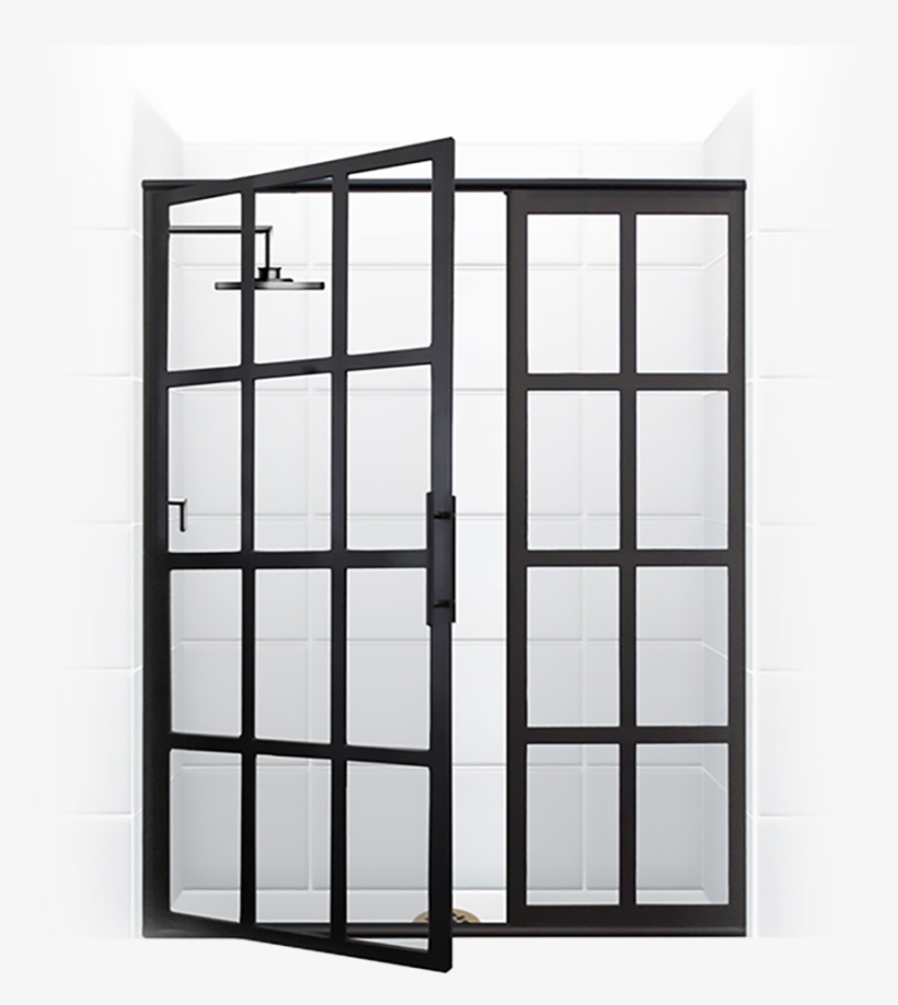 Gridscape Series Coastal Shower Doors Black Grid Shower - Industrial Shower Door, transparent png #8163751