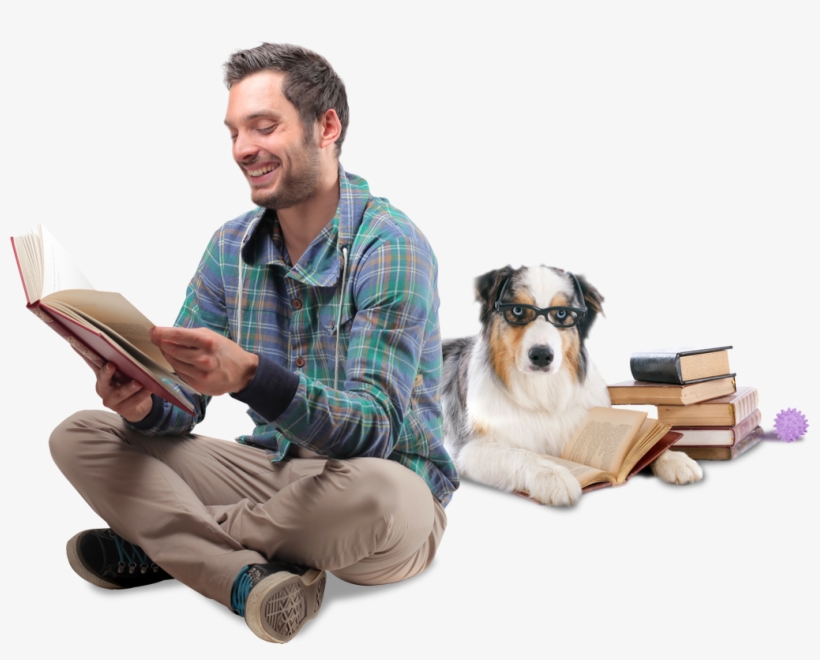 Homem E Cachorro Lendo - Cão E Homem Png, transparent png #8164026