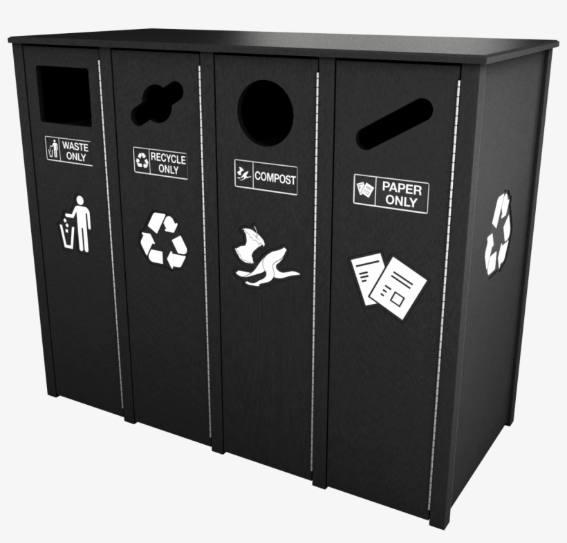 Quad Front Load Recycling Bin - Sideboard, transparent png #8165610