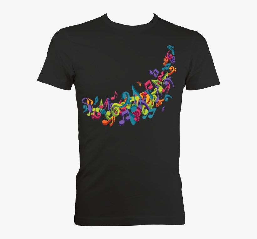 Colorful Music Notes Fitted T-shirt - T-shirt, transparent png #8168035