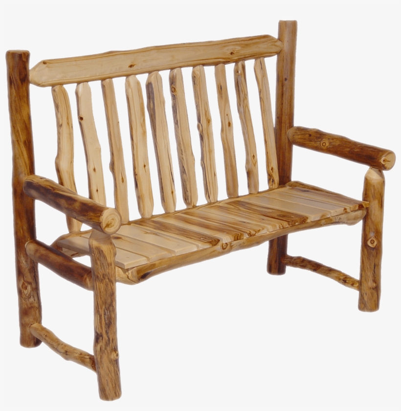 Aspen Log Captain's Chair Bench - Teak 2 Seater Garden Bench, transparent png #8168038