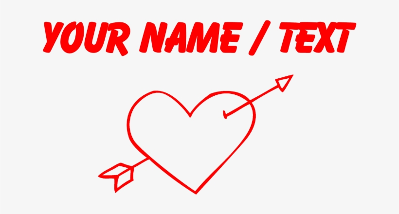 Custom Red Heart And Arrow Doodle T-shirt - Zapatilla Con Alas, transparent png #8168426