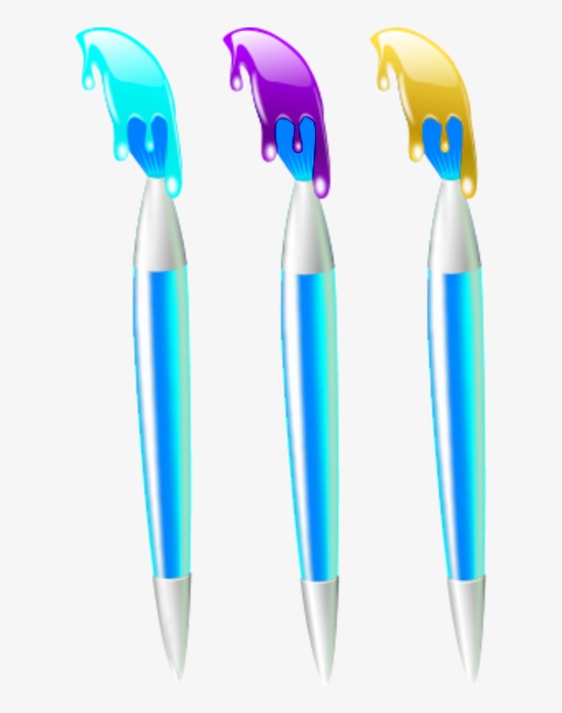 Drawing Brushes With Wet Paint - Paint Brush With Color Clipart, transparent png #8168716