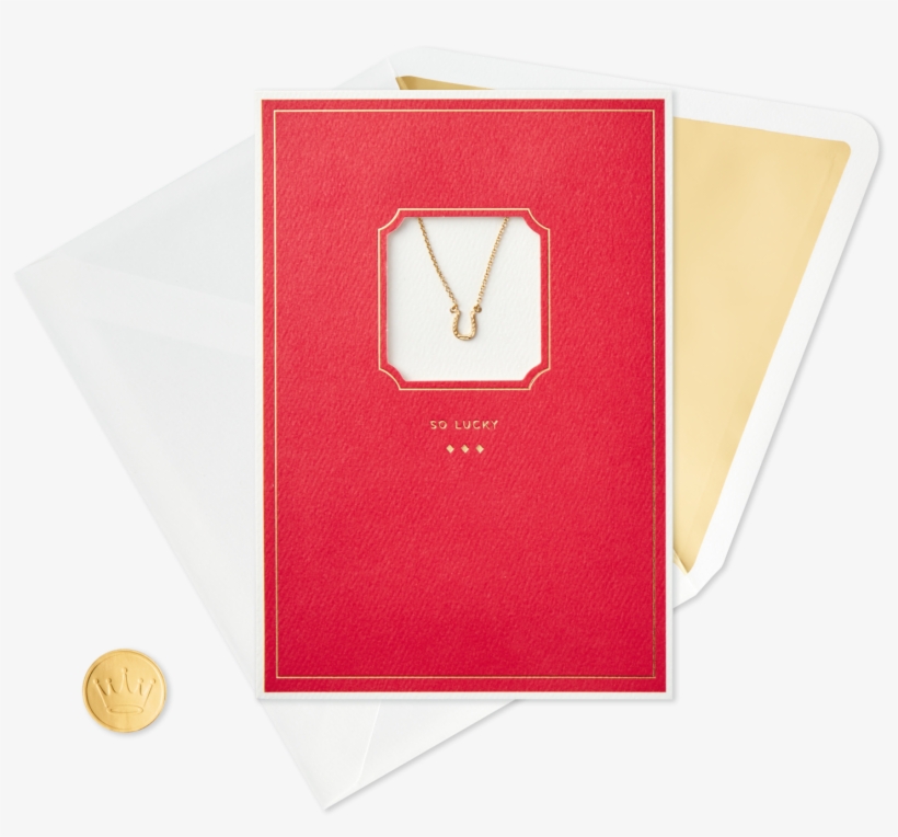 Lucky In Love Valentine's Day Card With Horseshoe Charm - Wood, transparent png #8169135