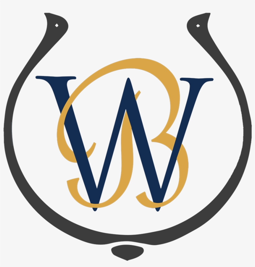 Bw Monogram Horse Shoe 300dpi Blue Gold Gray - Calligraphy, transparent png #8169437