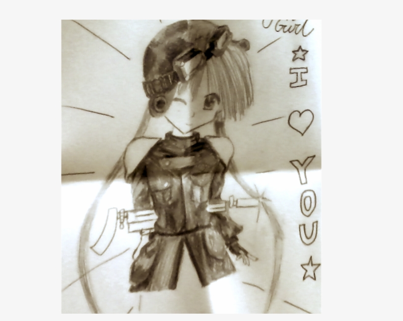 Army Girl Drawing- Cut - Cute Army Girls Anime, transparent png #8169442