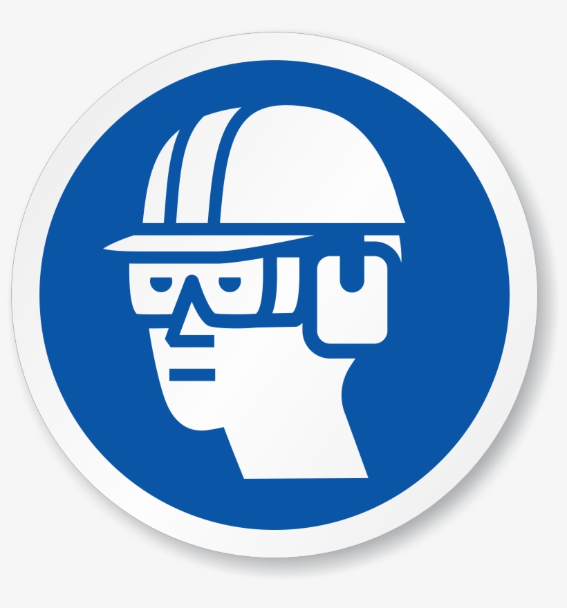 Wear Eye, Ear & Head Protection Symbol Iso Sign - Construction Safety Signs And Symbols, transparent png #8170413