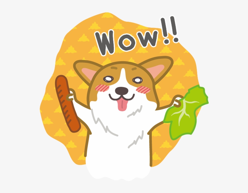 Hot Dog Corgi Messages Sticker, transparent png #8171290