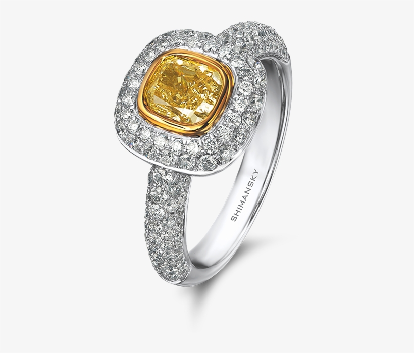 14 Tube Set Radiant Cut Fancy Yellow Diamond - Engagement Ring, transparent png #8172286