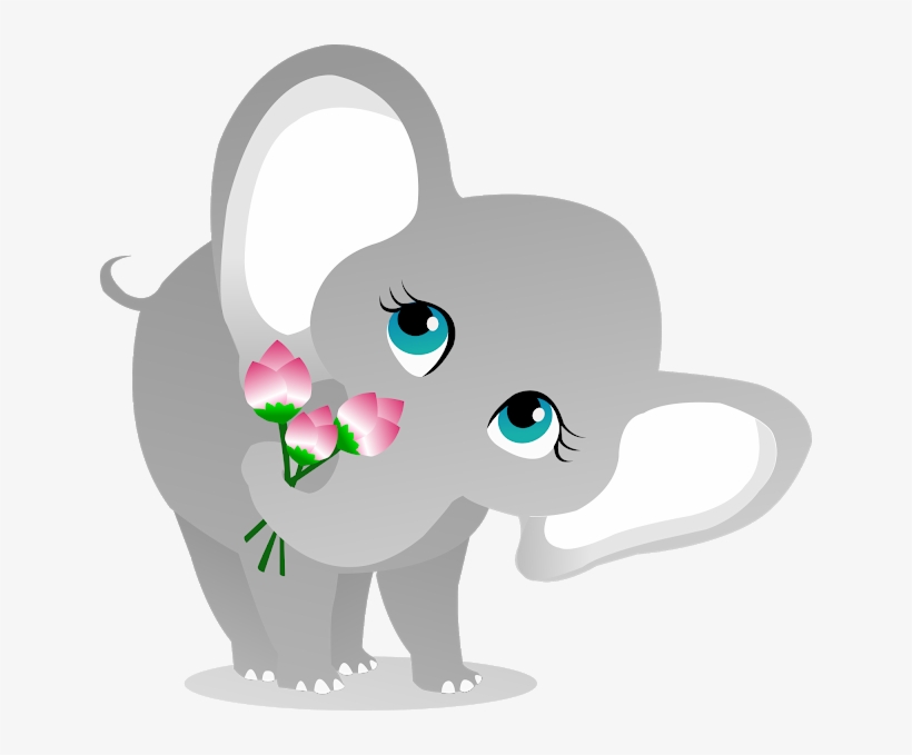Elephant Bringing Lotus Vector Design - Cartoon, transparent png #8173901