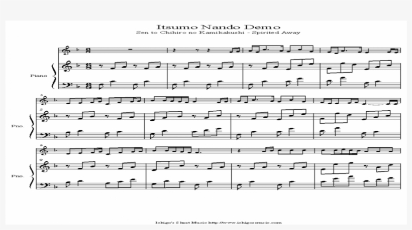 Itsumo Nando Demo Spirited Away - Sheet Music, transparent png #8174130