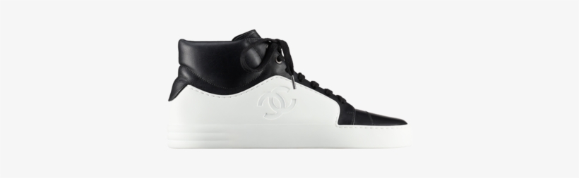 Chanel Black/white Calfskin High Cut Sneakers - Sneakers, transparent png #8174246