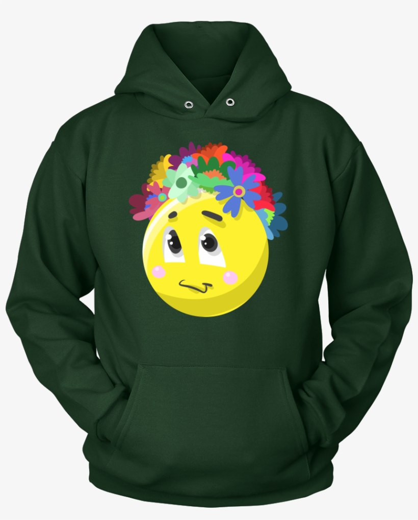 Emoji Flower Cute Face Emojis Flowery Crown Hoodie - Shirt, transparent png #8175566