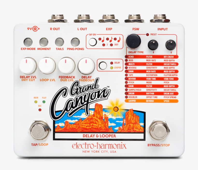 Electro Harmonix Grand Canyon Delay/looper Pedal - Electro Harmonix Grand Canyon, transparent png #8181940