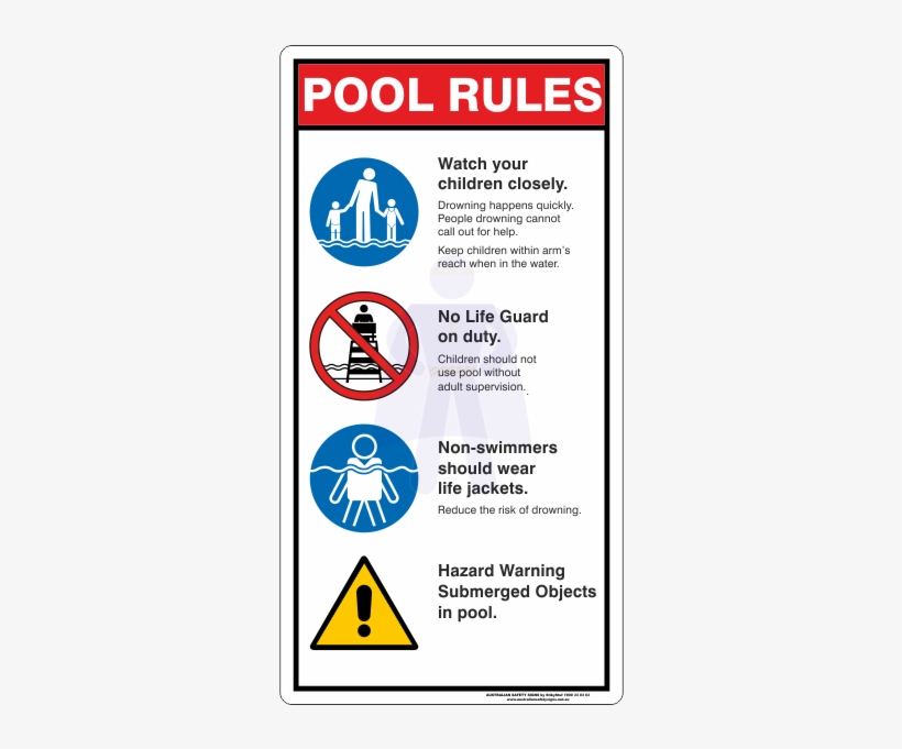 Pool Rules Sign - Safety Signs In Swimming Pool, transparent png #8182719