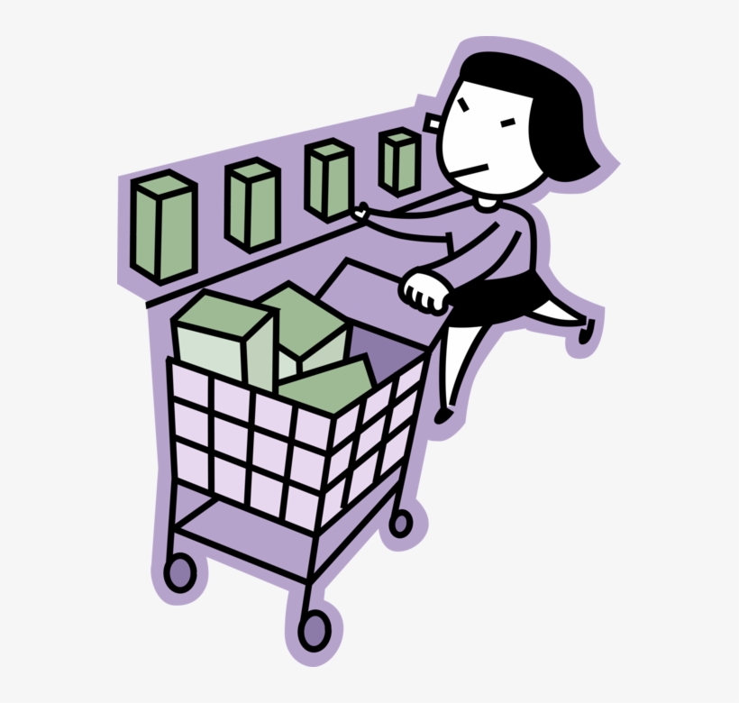 Vector Illustration Of Supermarket Shopper Shops For, transparent png #8183285