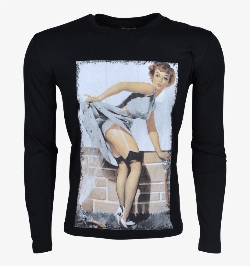Pin Up Girl - Long-sleeved T-shirt, transparent png #8185567