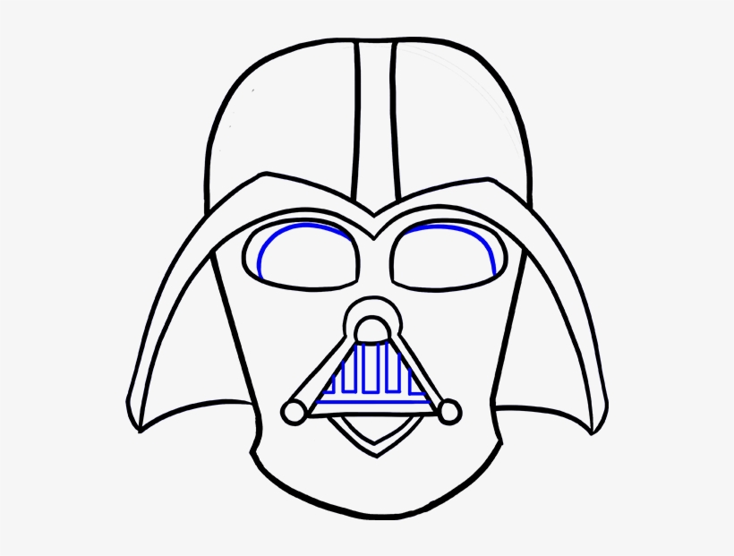 Styles Darth Vader Mask Drawing Step By Step Also Darth - Darth Vader Sketch Face, transparent png #8185637