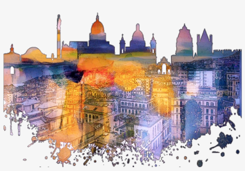 Ftestickers Illustration City Citylights Birmingham - City Watercolor Png, transparent png #8186760