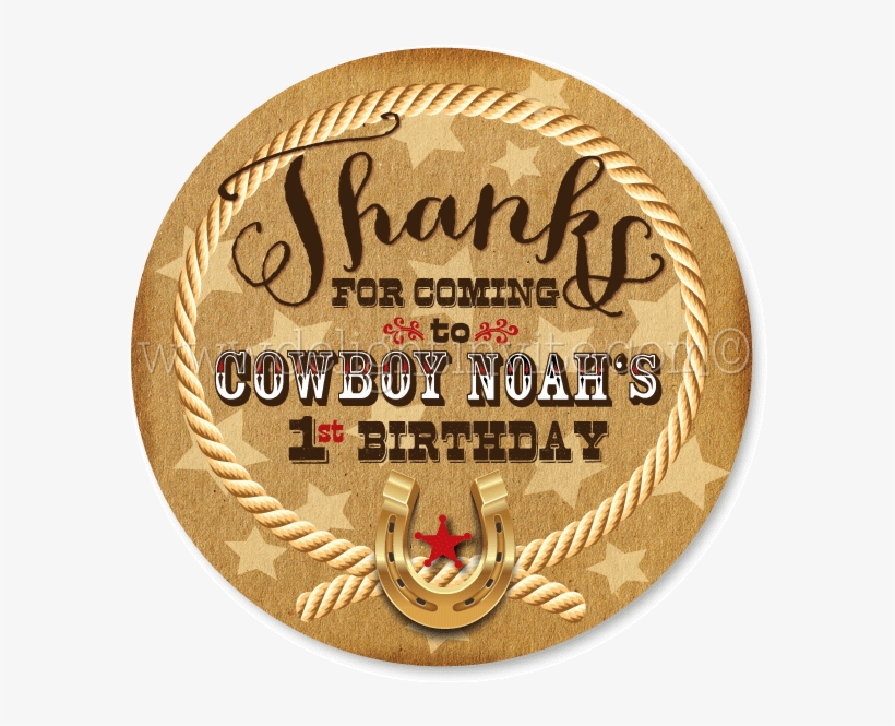 Vintage Western Cowboy Birthday Favor Tag - Circle, transparent png #8187412