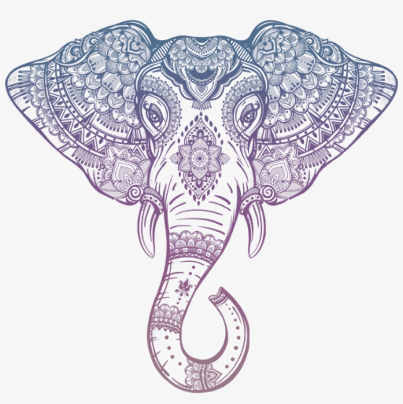 Free Png Download Tribal Elephant Head Outline Png - Indian Elephant Head Drawing, transparent png #8191940
