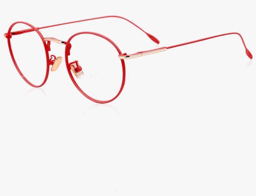 Round Vintage Prescription Eyeglasses With Red Frame - Line Art, transparent png #8192998