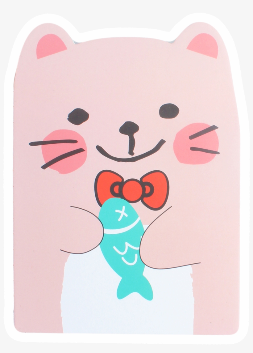 Cat Kawaii Cartoon Anime Animal Holding Gift Small - Notebook, transparent png #8193002