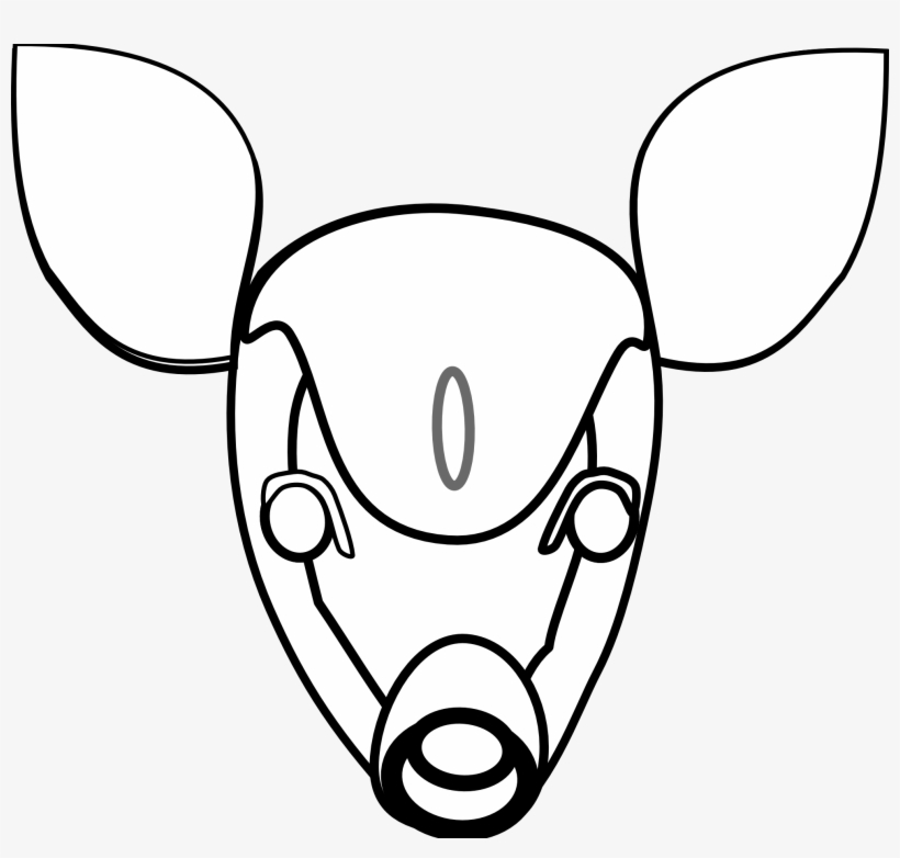 Fawn Black White Line Art Christmas Xmas Stuffed Animal - Cartoon, transparent png #8194943