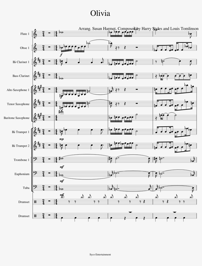 Olivia Sheet Music Composed By Arrang - Document, transparent png #8195118
