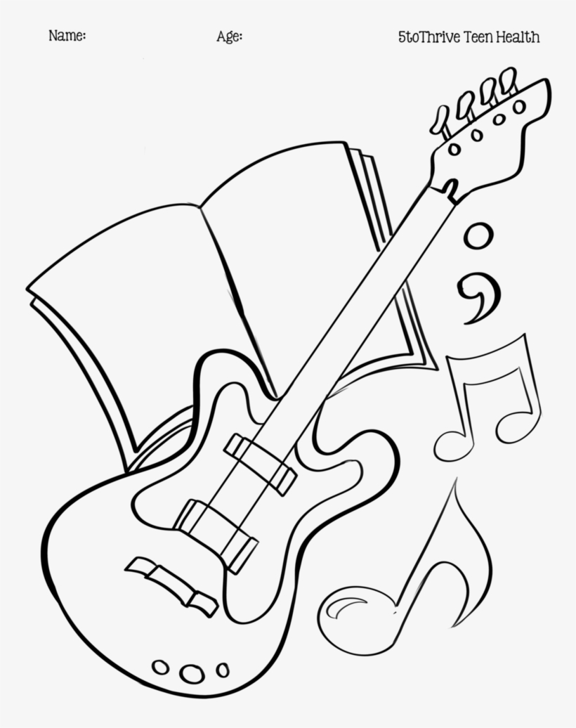 Guitar Outline Png - Line Art, transparent png #8197590