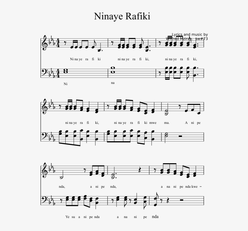 Ninaye Rafiki Sheet Music Composed By Lyrics And Music - If I Fell Tabs, transparent png #8197941