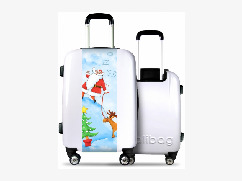 White Suitcase Santa Claus With His Reindeer - Valise Enfant, transparent png #8199518