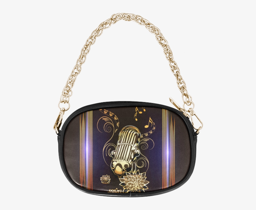 Music, Golden Microphone Chain Purse - Gold Star Black Purse, transparent png #8199946