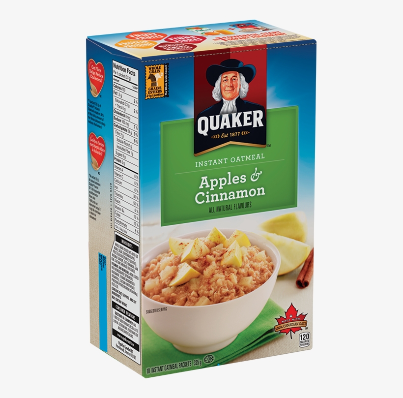 Quaker® Apples & Cinnamon Instant Oatmeal - Quaker Peaches & Cream Instant Oatmeal, transparent png #821285