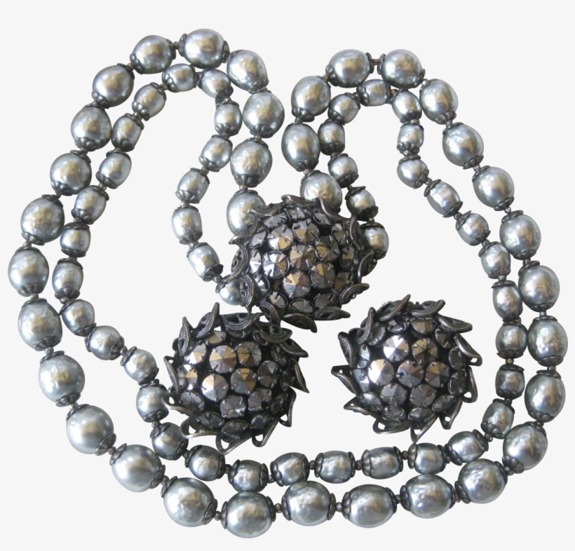 Miriam Haskell Light Platinum Baroque Style Pearls - Miriam Haskell Light Platinum Baroque Style Glass Pearls, transparent png #821808