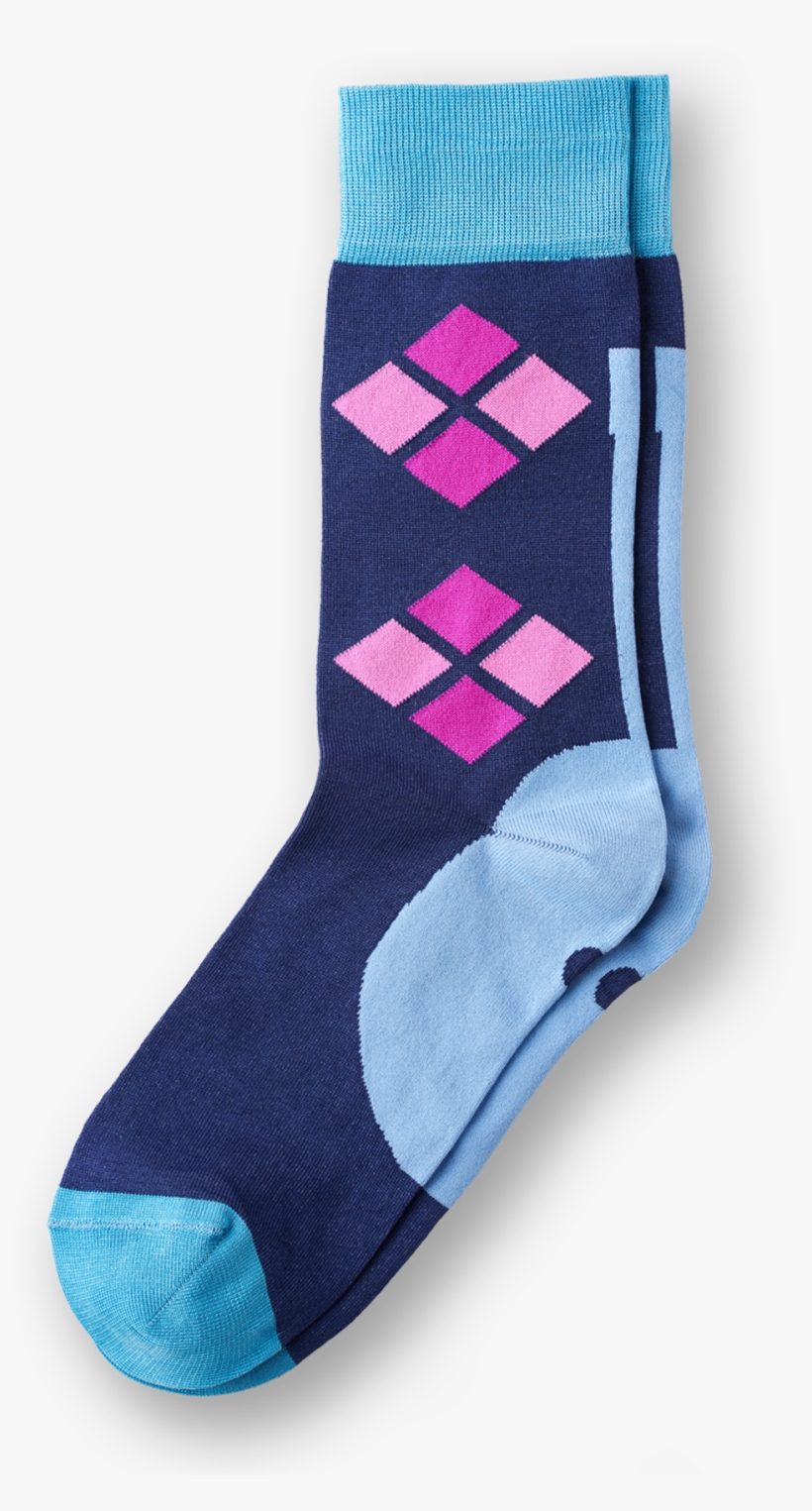 Nachtblau Mit Violetten Und Rosa Karos - Sock, transparent png #823427