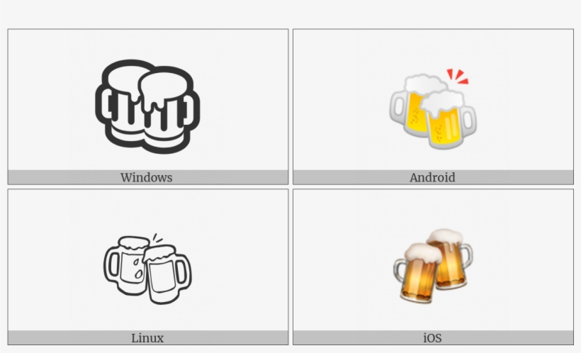 Clinking Beer Mugs On Various Operating Systems - Klirrende Bier-tassen - Emoji Papierservietten, transparent png #826265