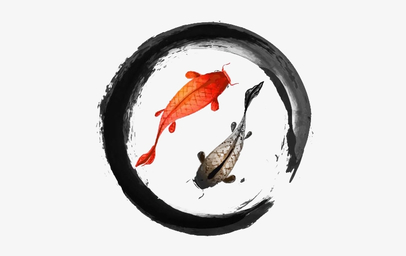 Pisces Transparent Png - Zen Circle With Koi Tattoo, transparent png #826936