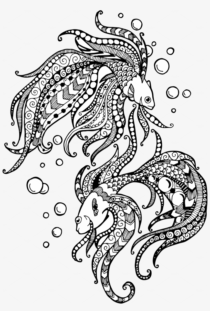 Pisces Drawing Watercolor - Doodle, transparent png #826938