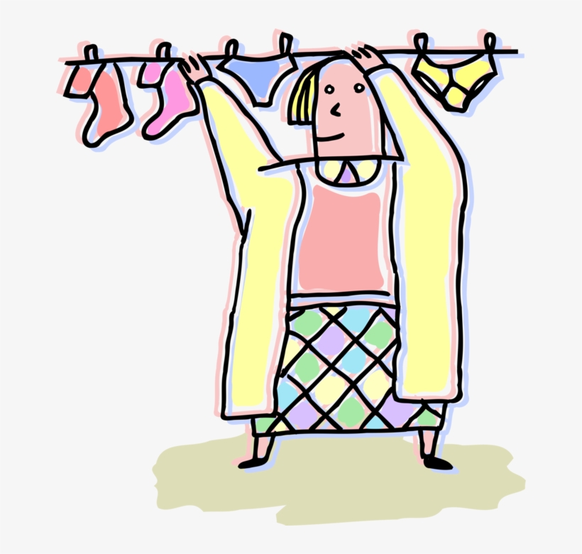 Vector Illustration Of Hanging Clothes Laundry On Clothesline - Clothing, transparent png #829202