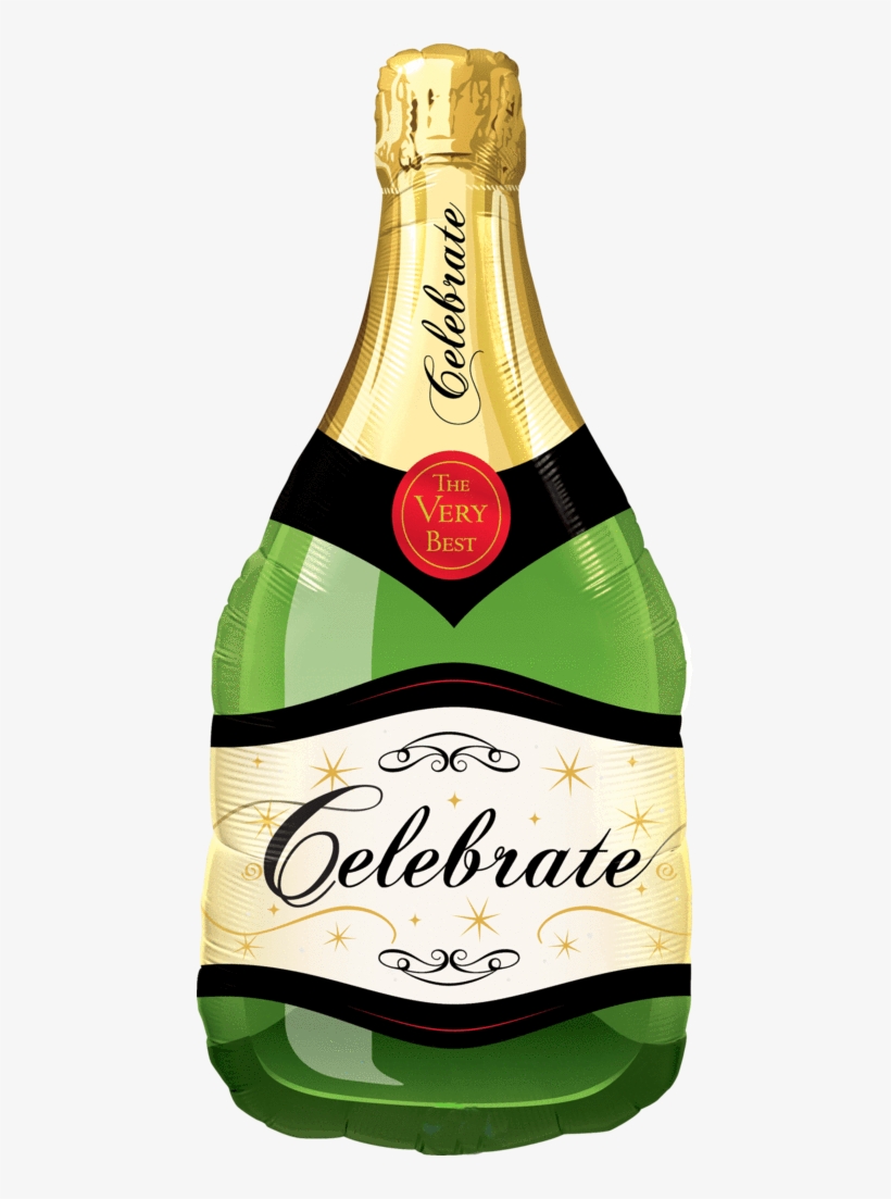 39" Jumbo Champagne Bottle Celebrate Balloon - Champagne Bottle Balloon Qualatex, transparent png #829523