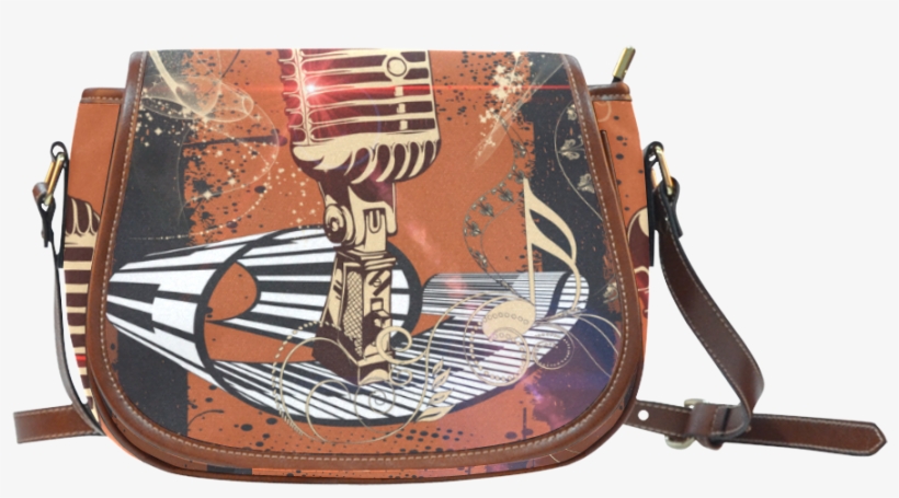 Music, Golden Microphone And Piano Saddle Bag/large - Tale As Old As Time Saddle Bag, transparent png #8200092