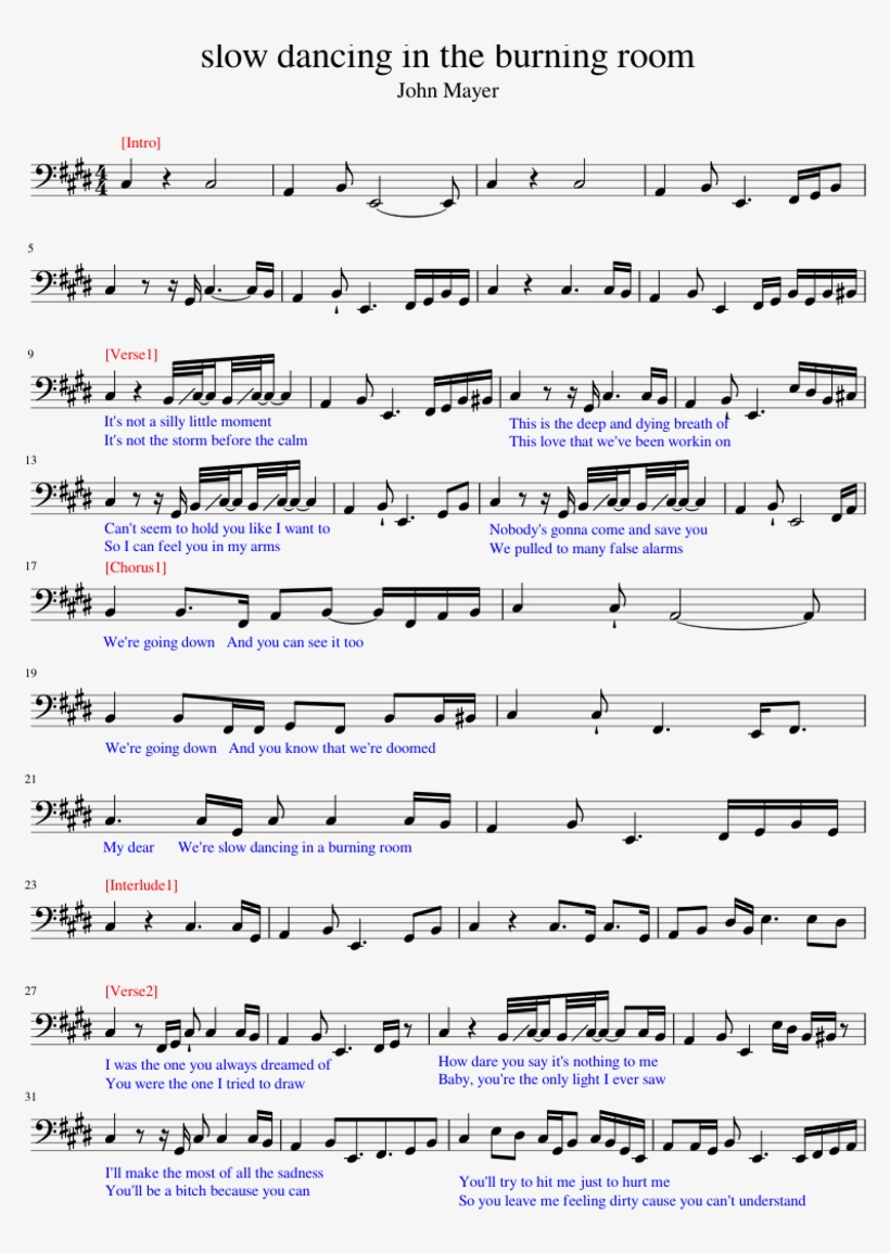 Slow Dancing In The Burning Room - Slow Dancing In A Burning Room Bass, transparent png #8200737