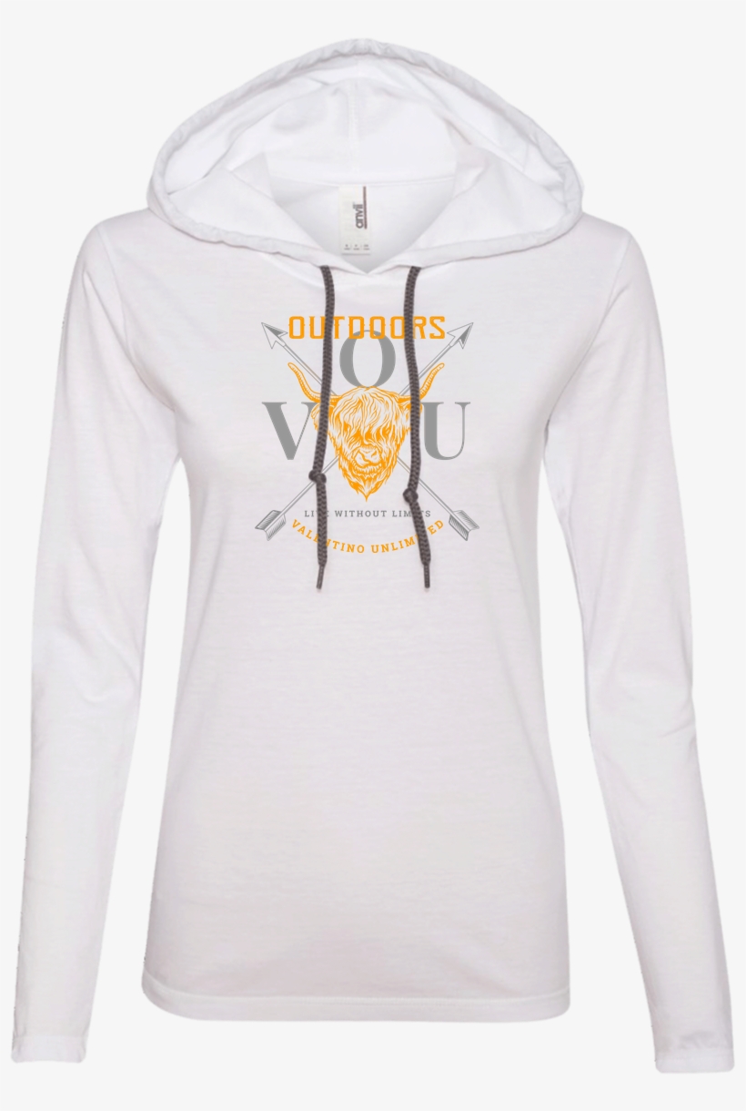 Vuo Bull And Crossed Arrows Ladies' Ls T-shirt Hoodie - T-shirt, transparent png #8201014