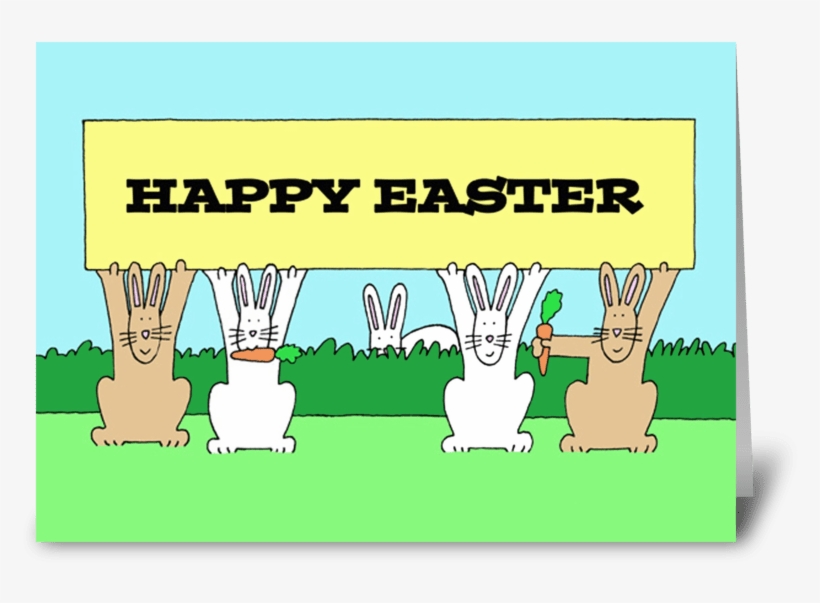 Happy Easter Fun Bunnies With Carrots - Easter, transparent png #8201835
