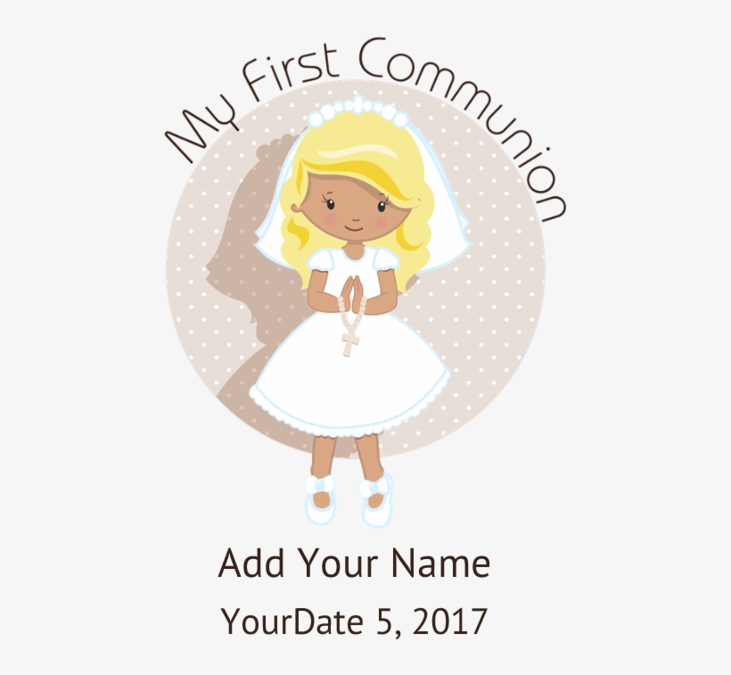 First Communion Blonde Hair T-shirt - Cartoon, transparent png #8202027